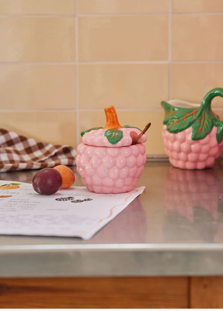 Pink ceramic sugar pot