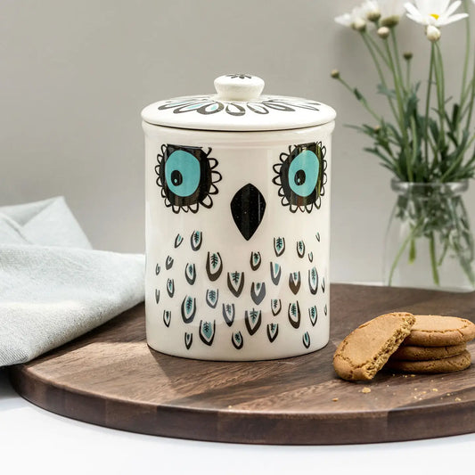 Ceramic owl storage jar