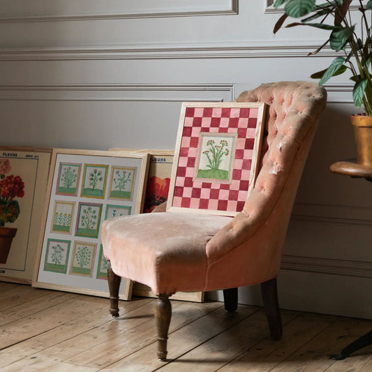 Book of Herbs pink check print