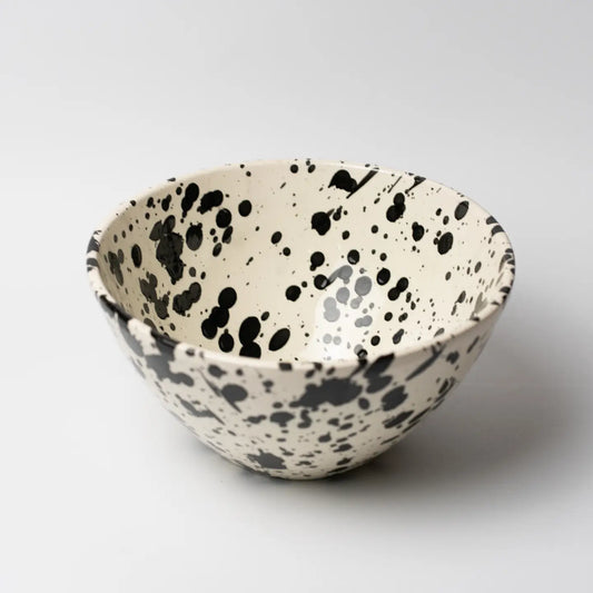 Black splatterware salad bowl