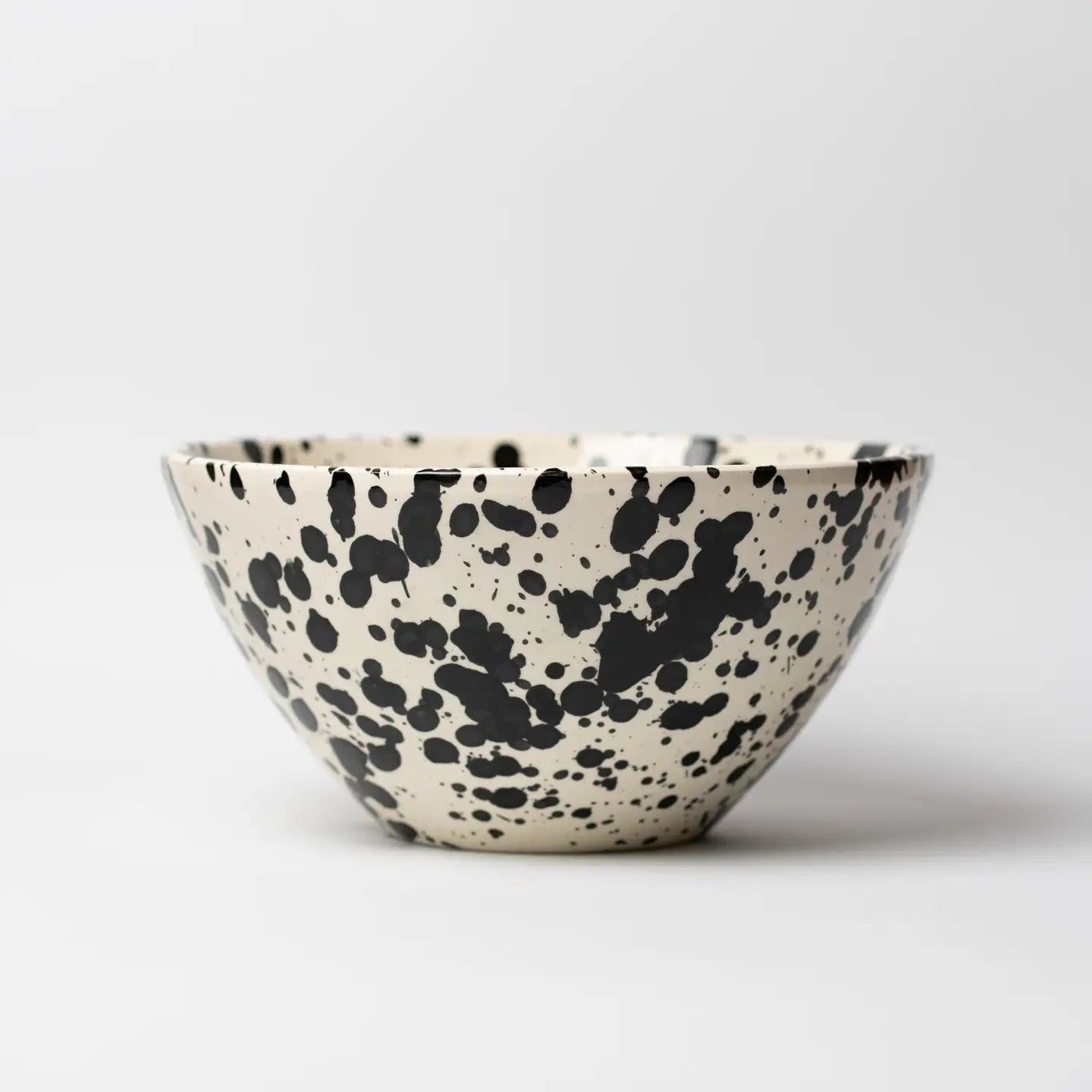 Black splatterware salad bowl