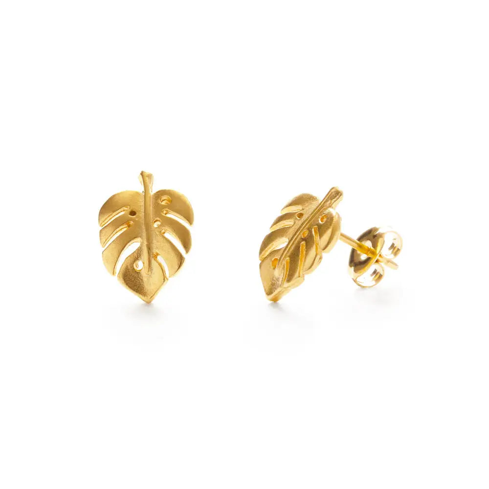 Monstera stud earrings