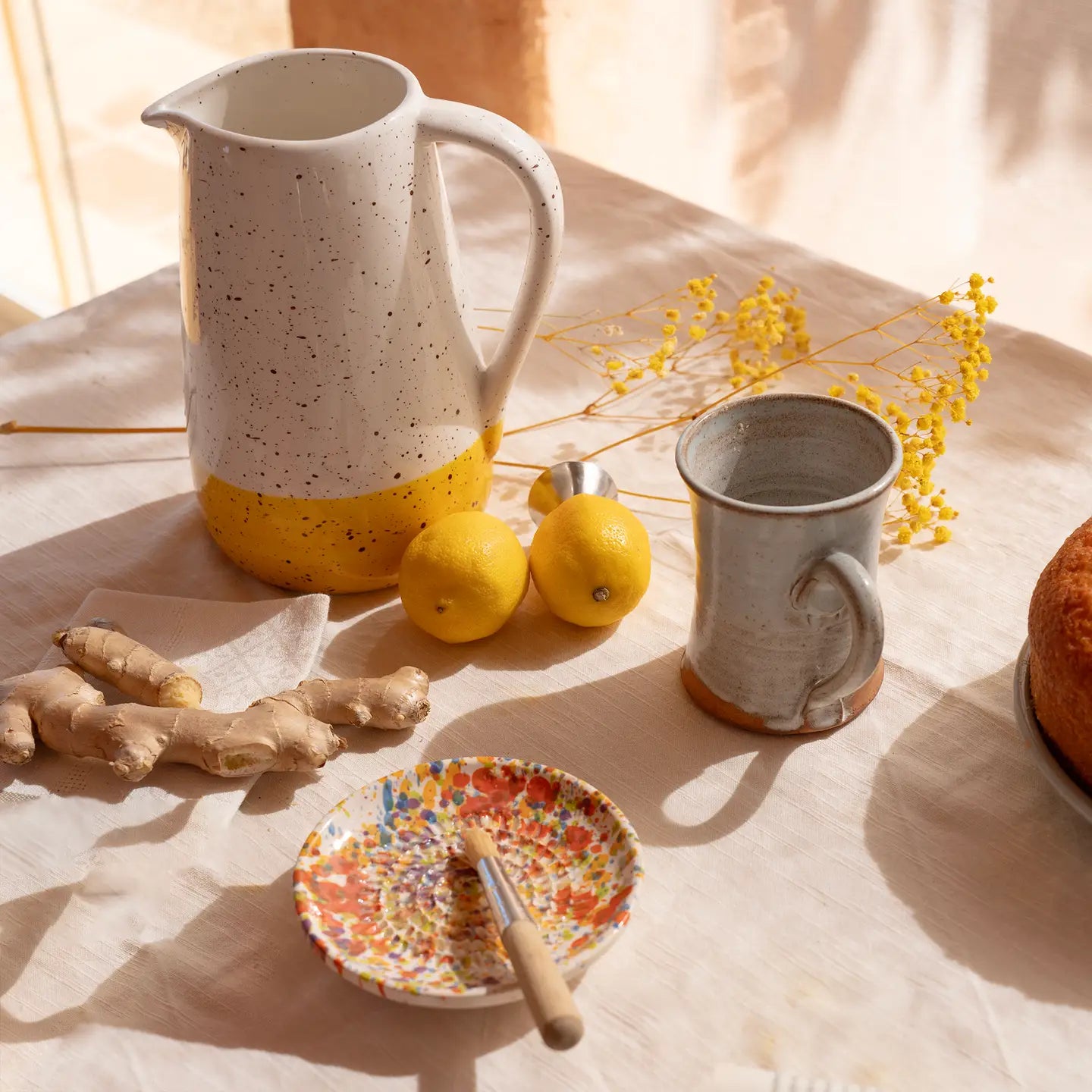 Yellow speckled jug