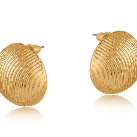 Ridged button stud earrings - Fiona