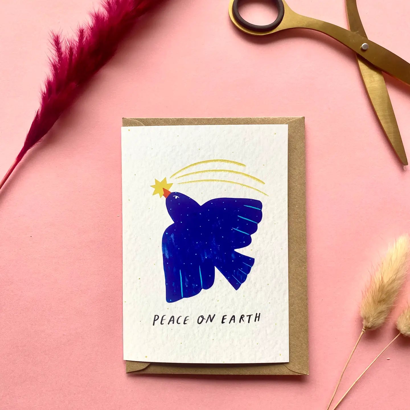 Peace on earth - blue bird card