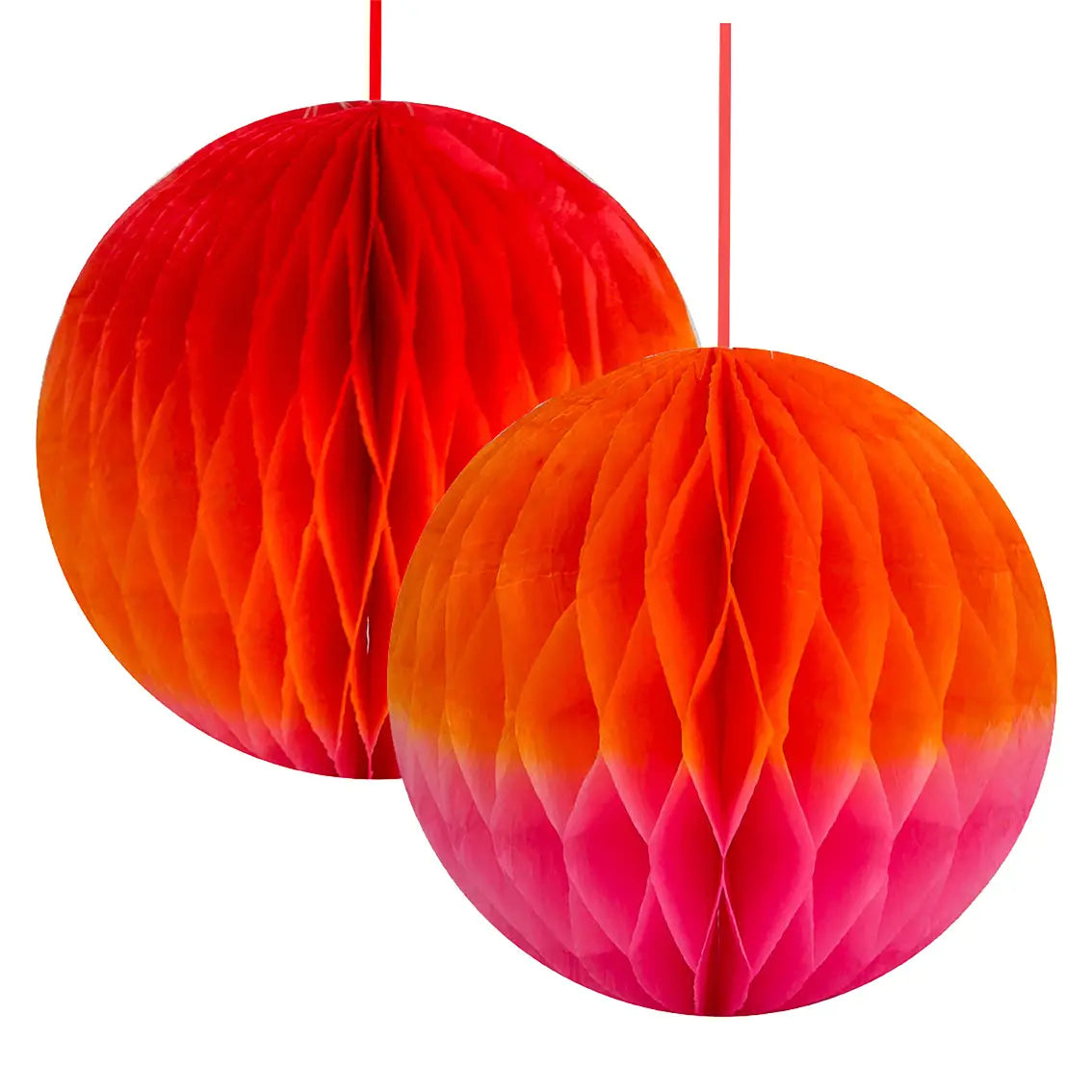 Orange and pink ombré honeycomb decorations