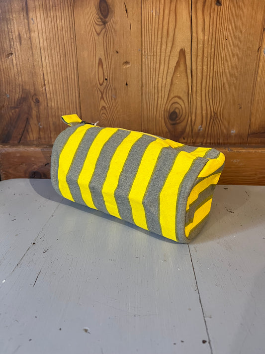 Yellow stripy washbag