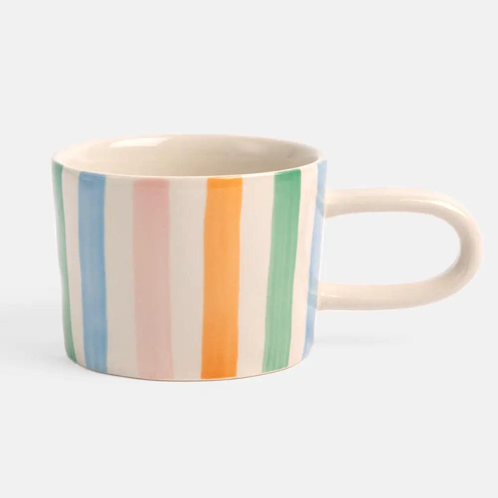 Multi stripe mug with long handle