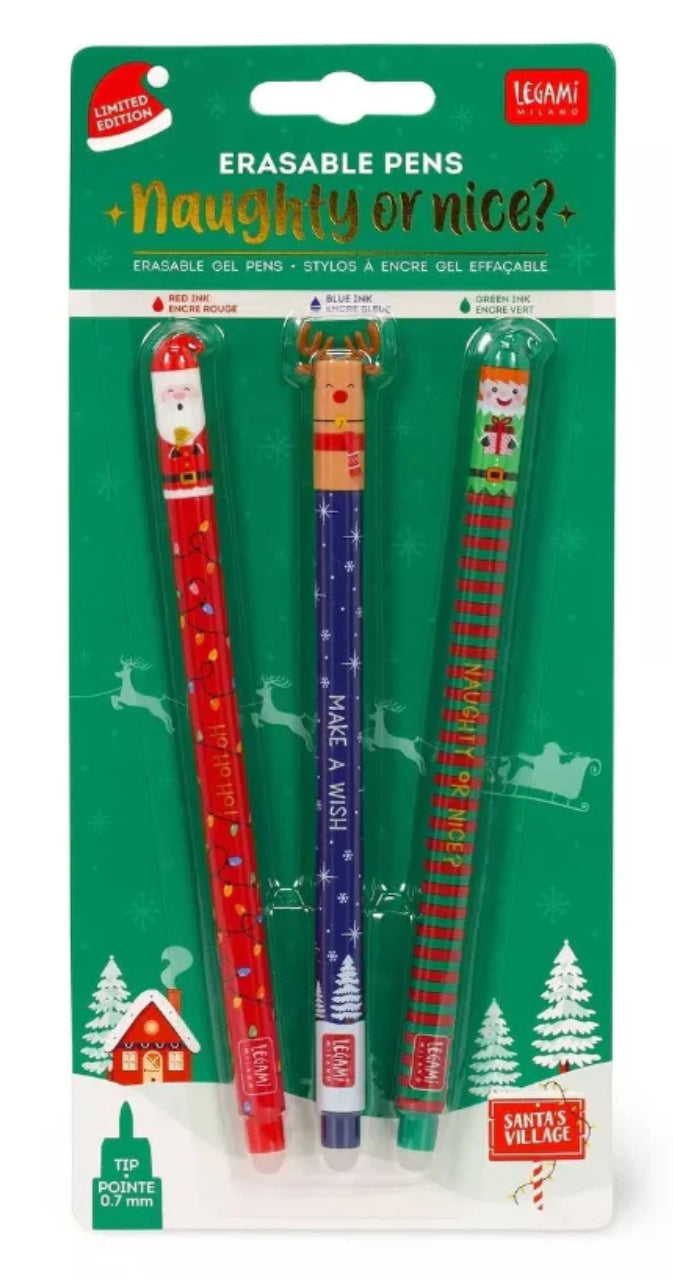 Set of 3 erasable pens - Naughty or nice?