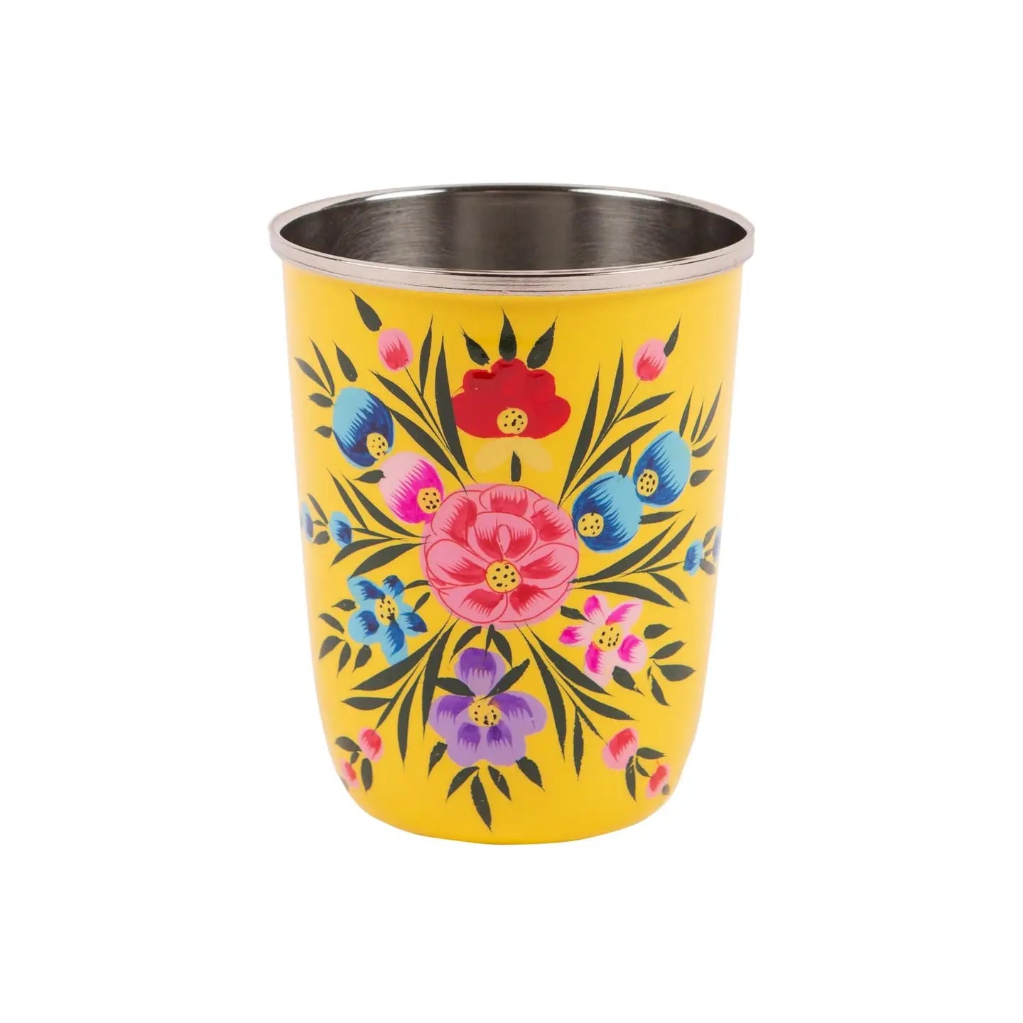 Kashmiri painted tumbler - pansy