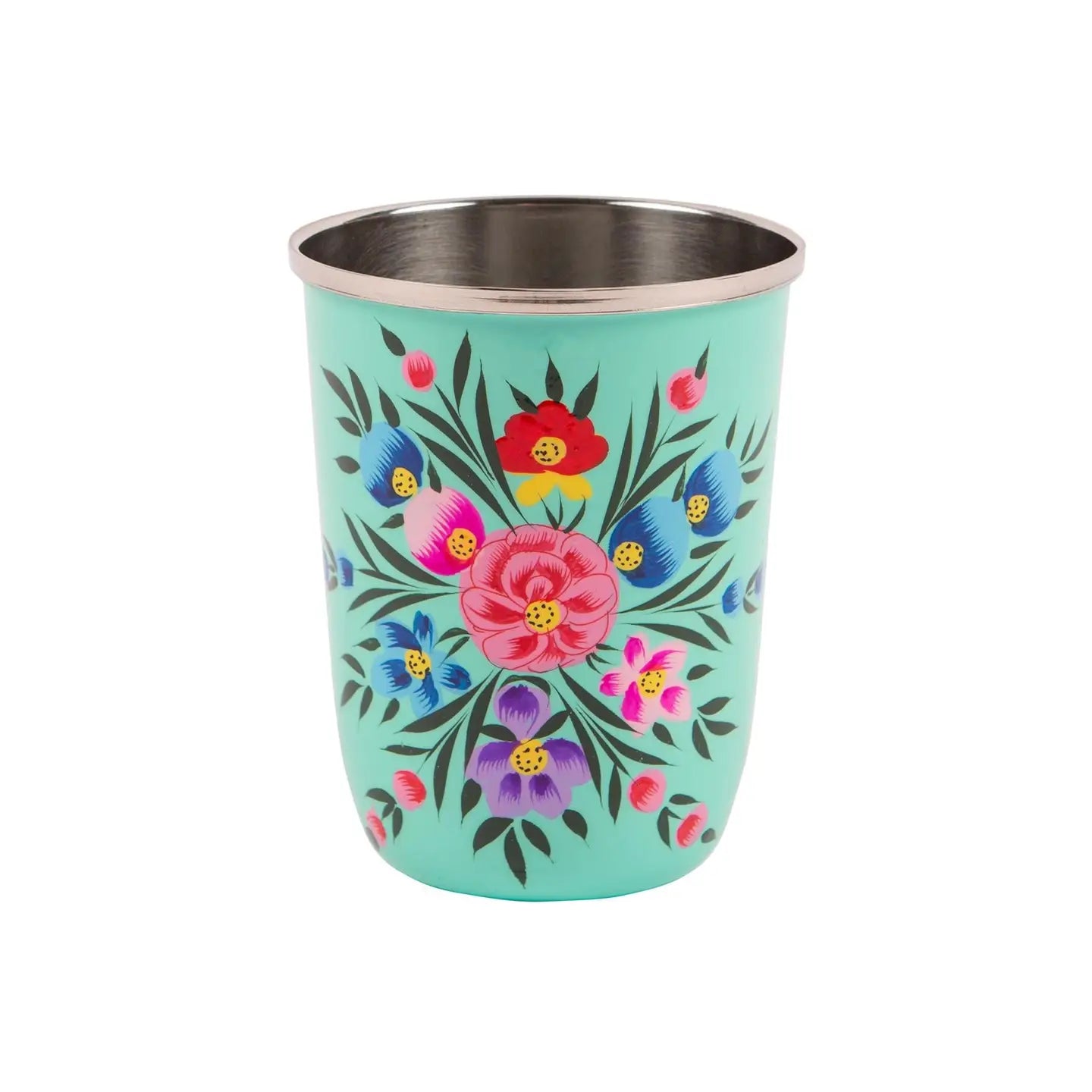 Kashmiri painted tumbler - pansy