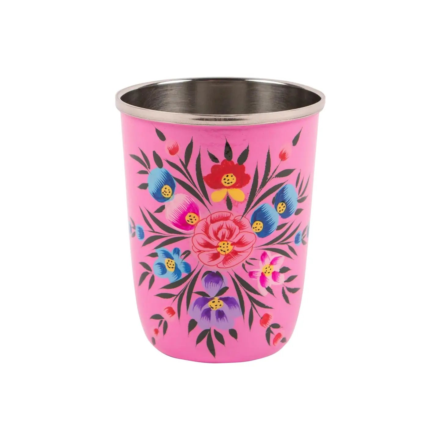 Kashmiri painted tumbler - pansy