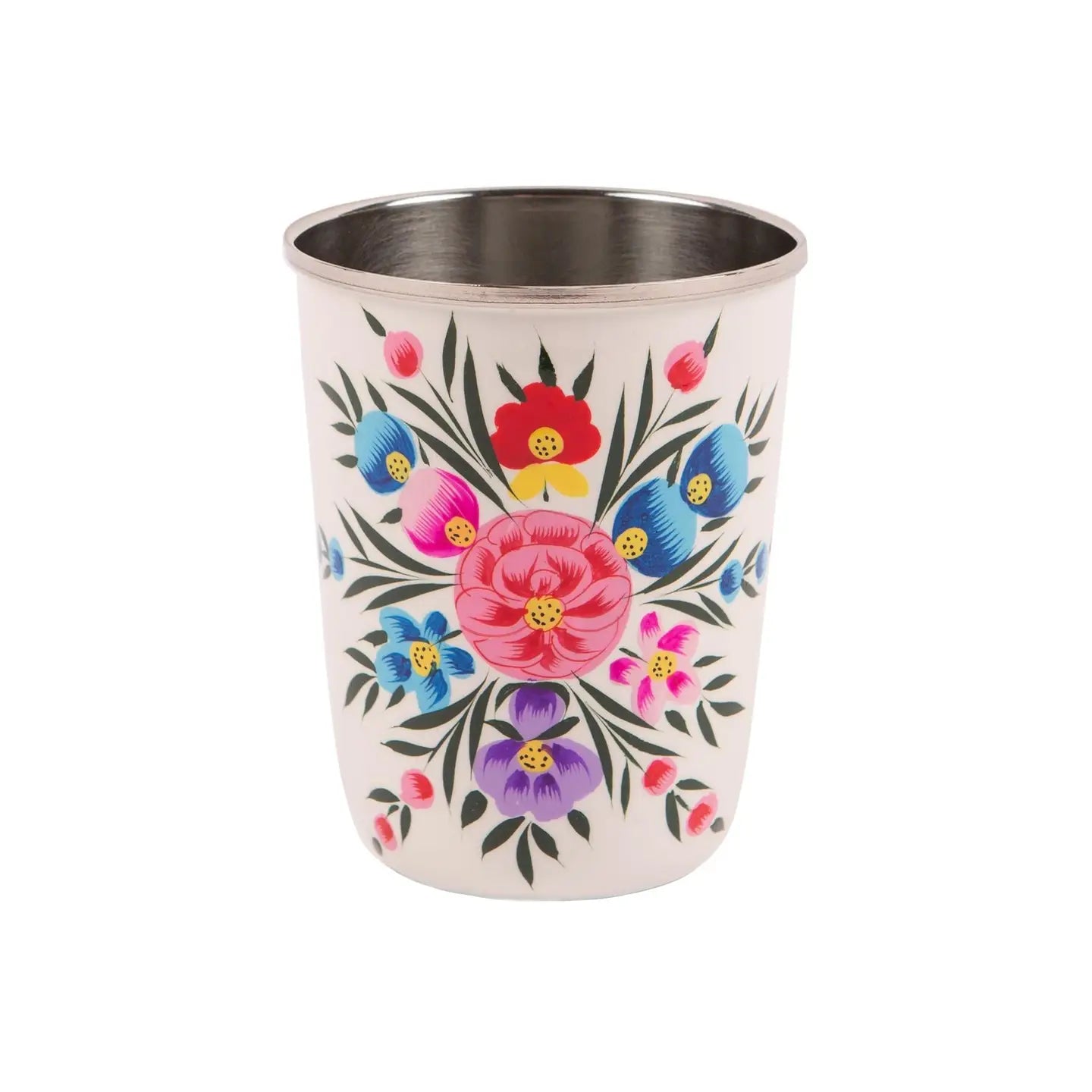 Kashmiri painted tumbler - pansy