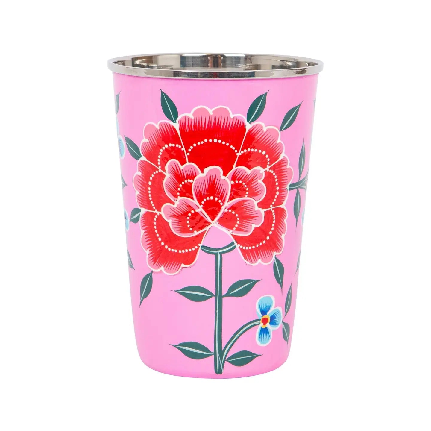 Kashmiri painted tumbler - peony