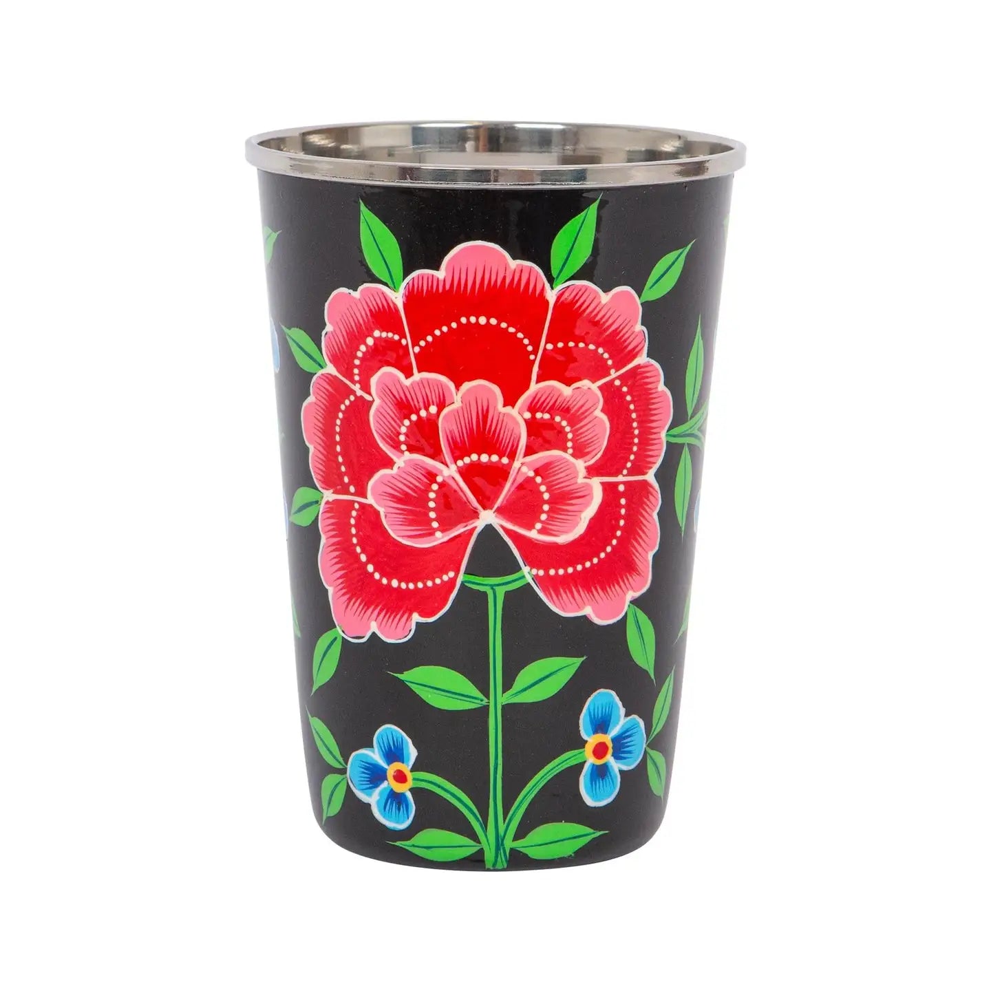 Kashmiri painted tumbler - peony