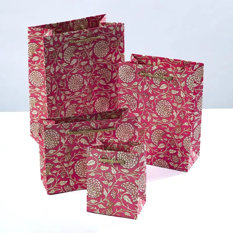 Floral paper gift bag - small