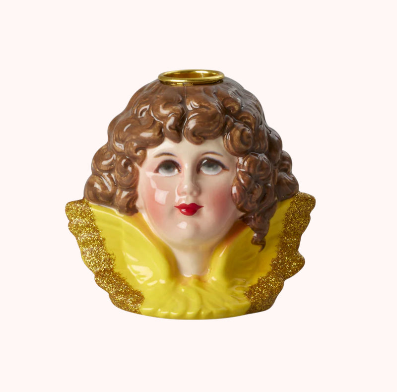 Angel head candle holder