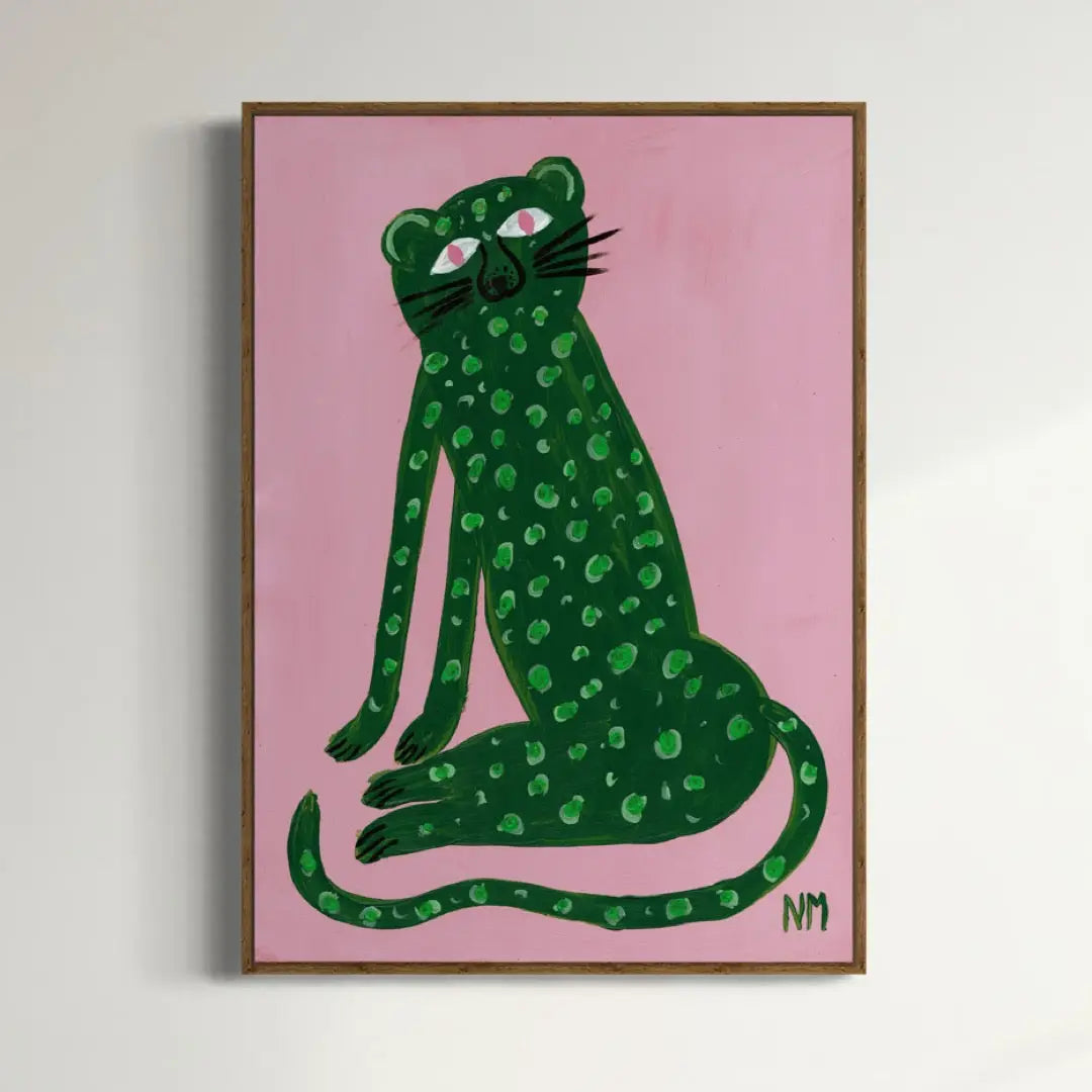 Green leopard A3 print