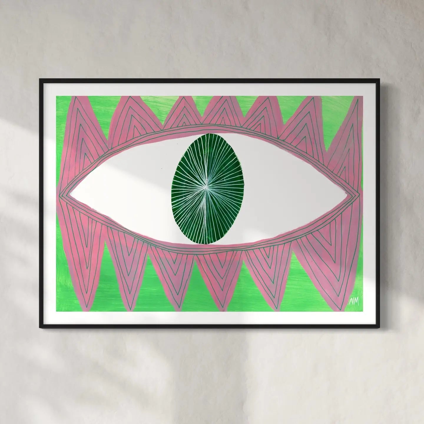 Pink and green eye A3 print