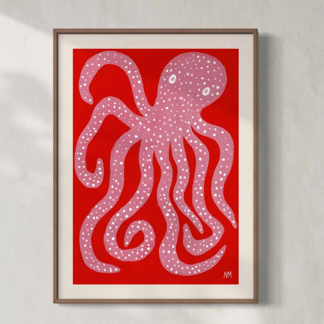 Pink octopus A3 print