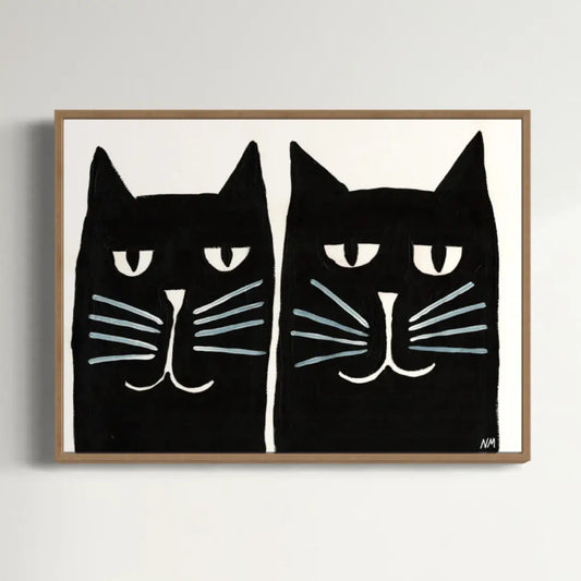 Two black cats A3 print