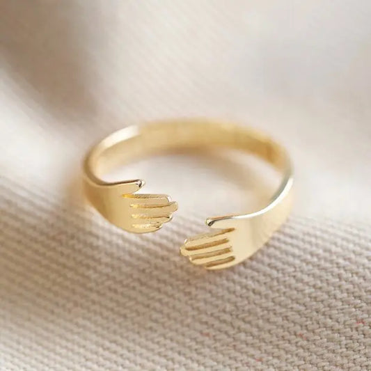 Hug hands adjustable ring - gold