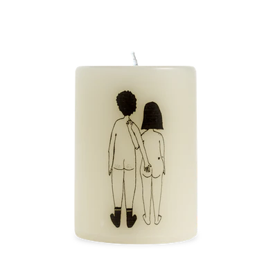 Naked couple pillar candle