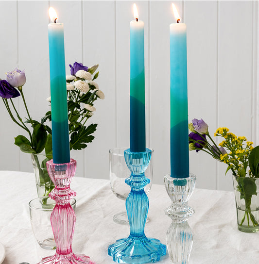 Dip dye candles - blue and green