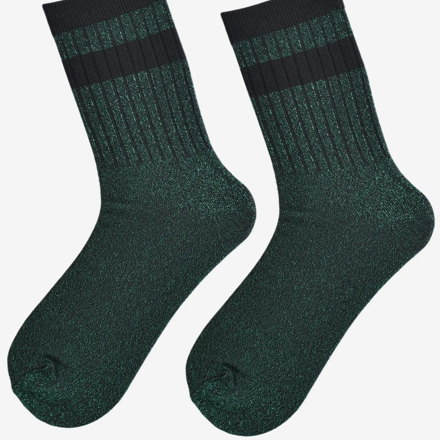 Stripe cuff glitter socks