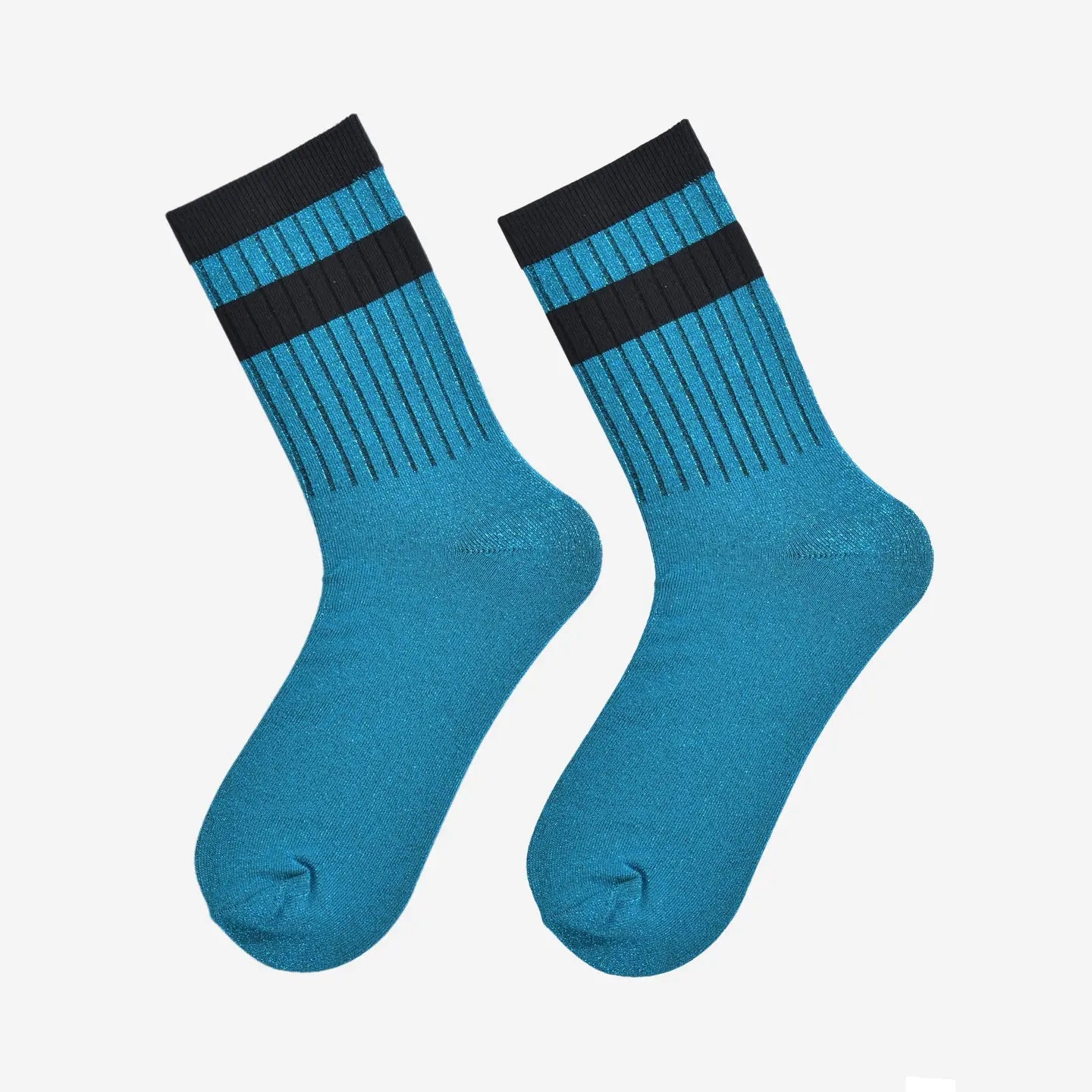 Stripe cuff glitter socks