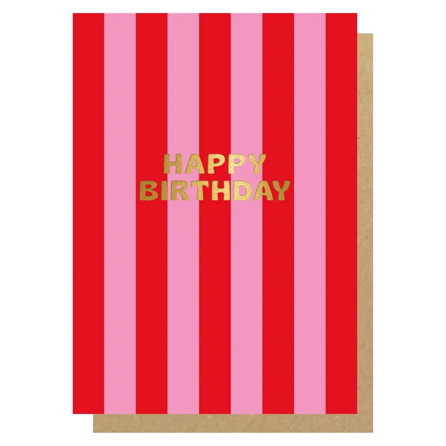 Red and pink stripe birthday card