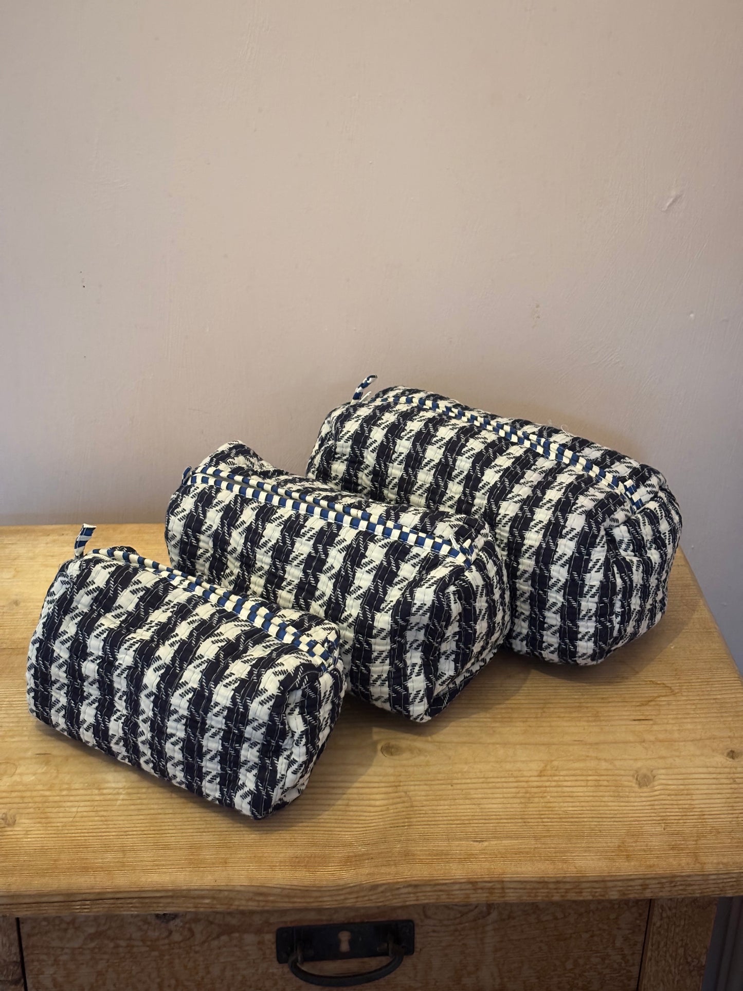 Blue stripe print washbag