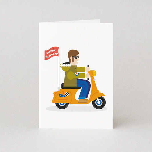 Moped happy birthday card