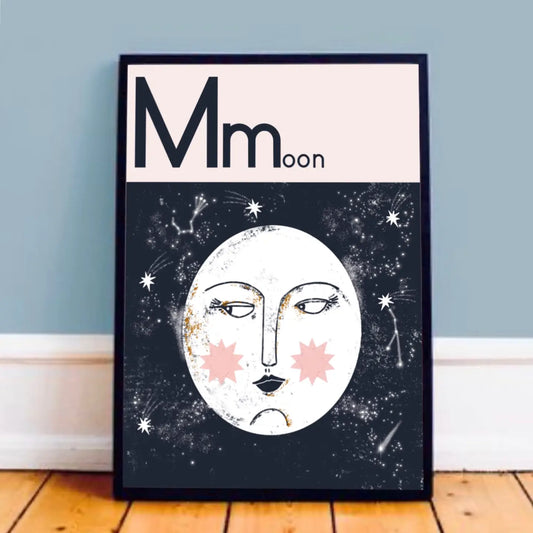 M for moon print A4
