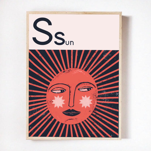S is for sun print A4