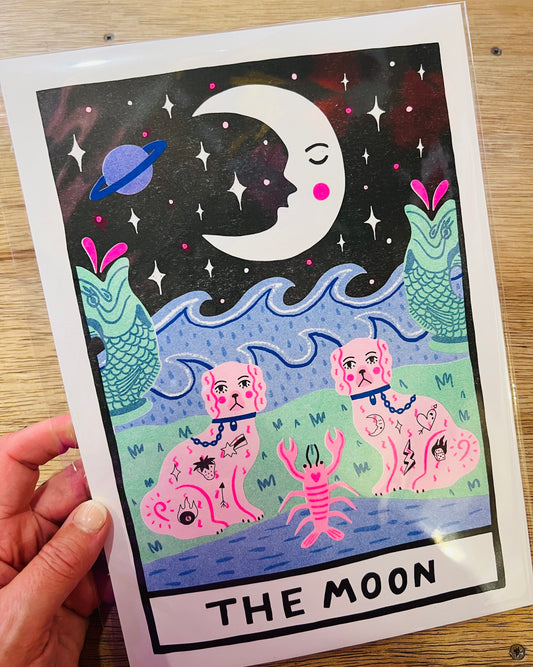 The Moon tarot riso print