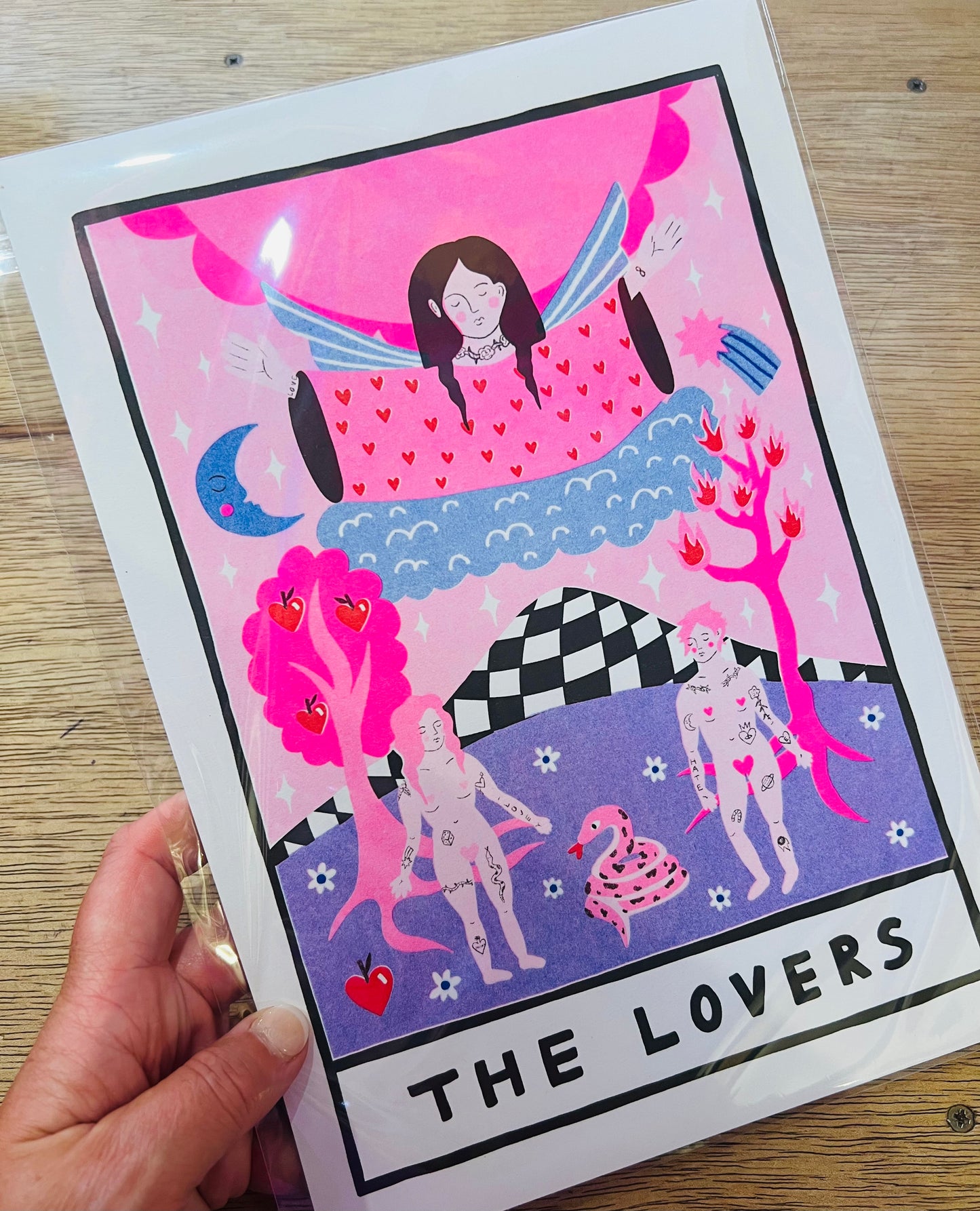 The Lovers tarot A4 riso print