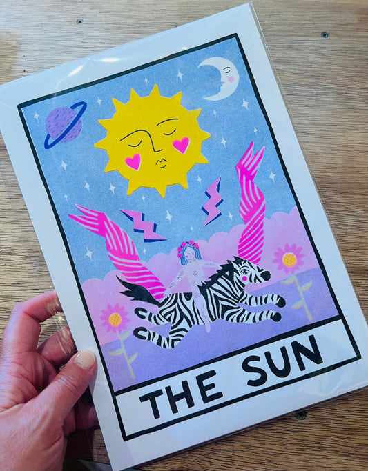 The Sun tarot A4 riso print