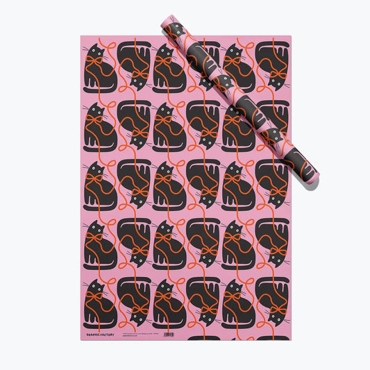 Black cat with ribbons wrap
