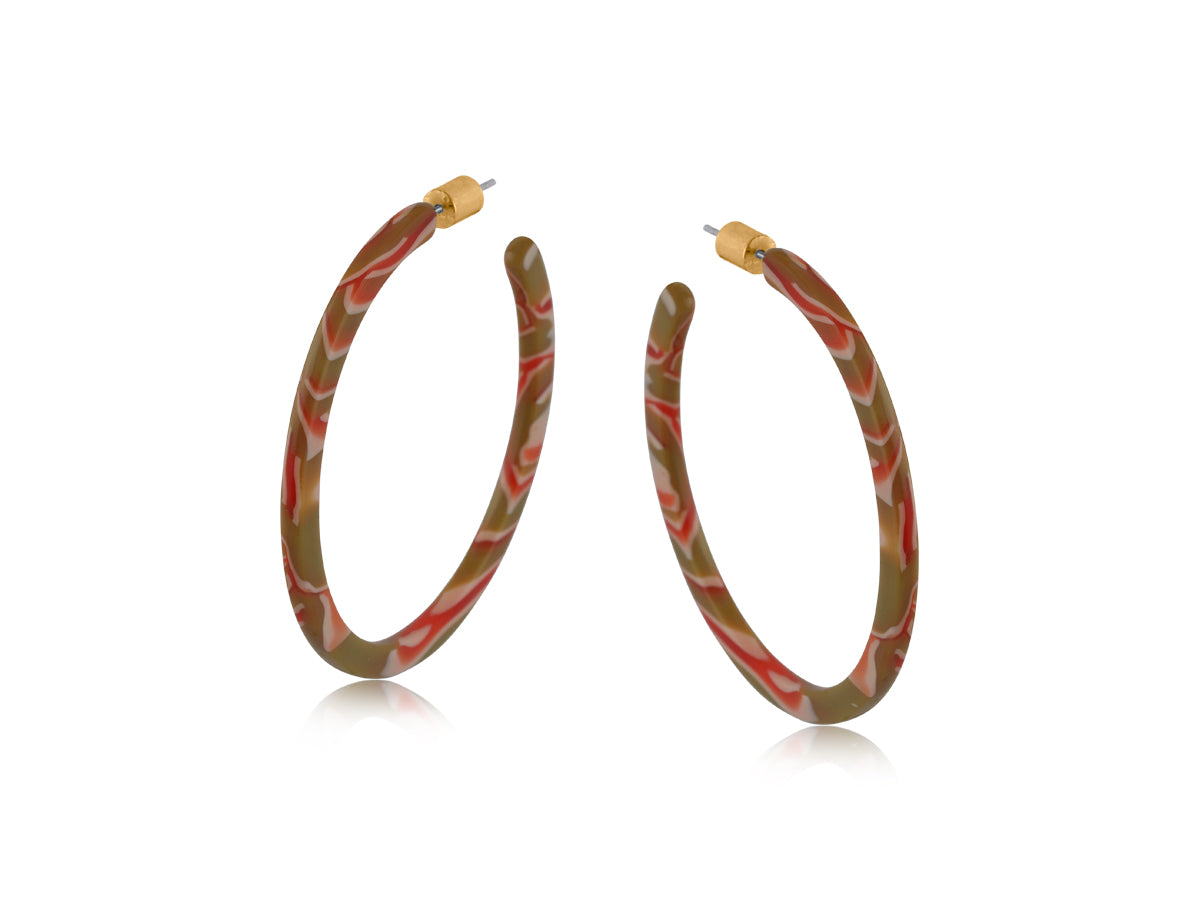 Large orange and khaki hoops - Oleandre