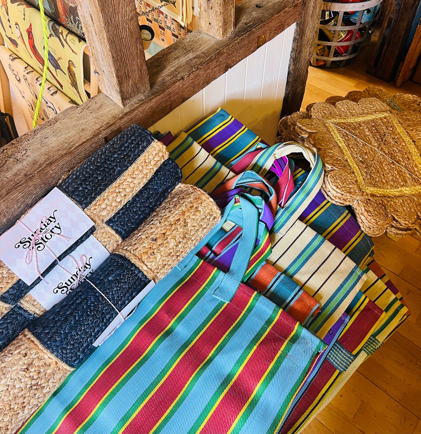 Stripy market bag - large