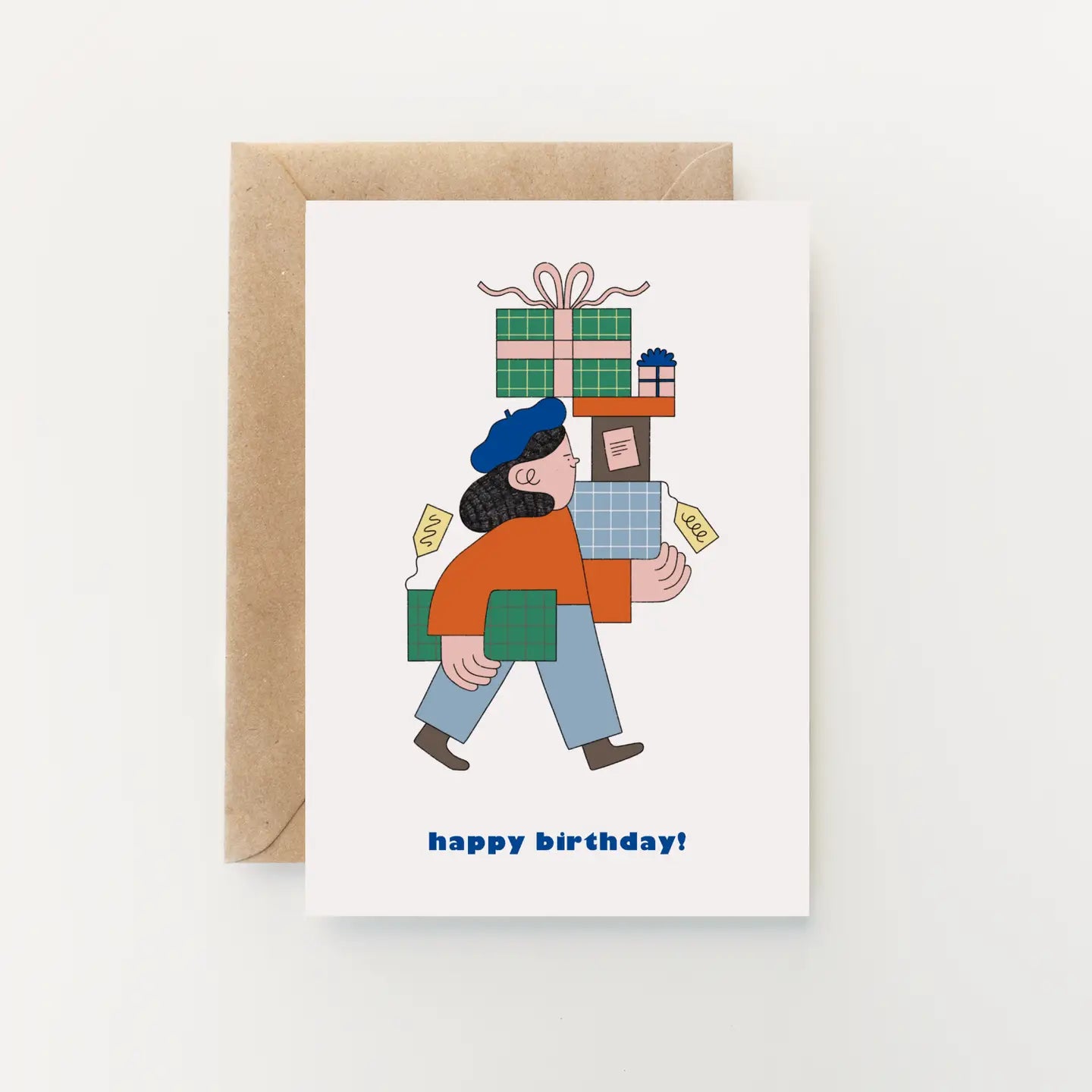 Happy birthday pile of presents card