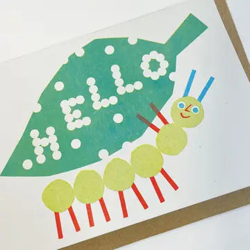 Hello caterpillar riso card