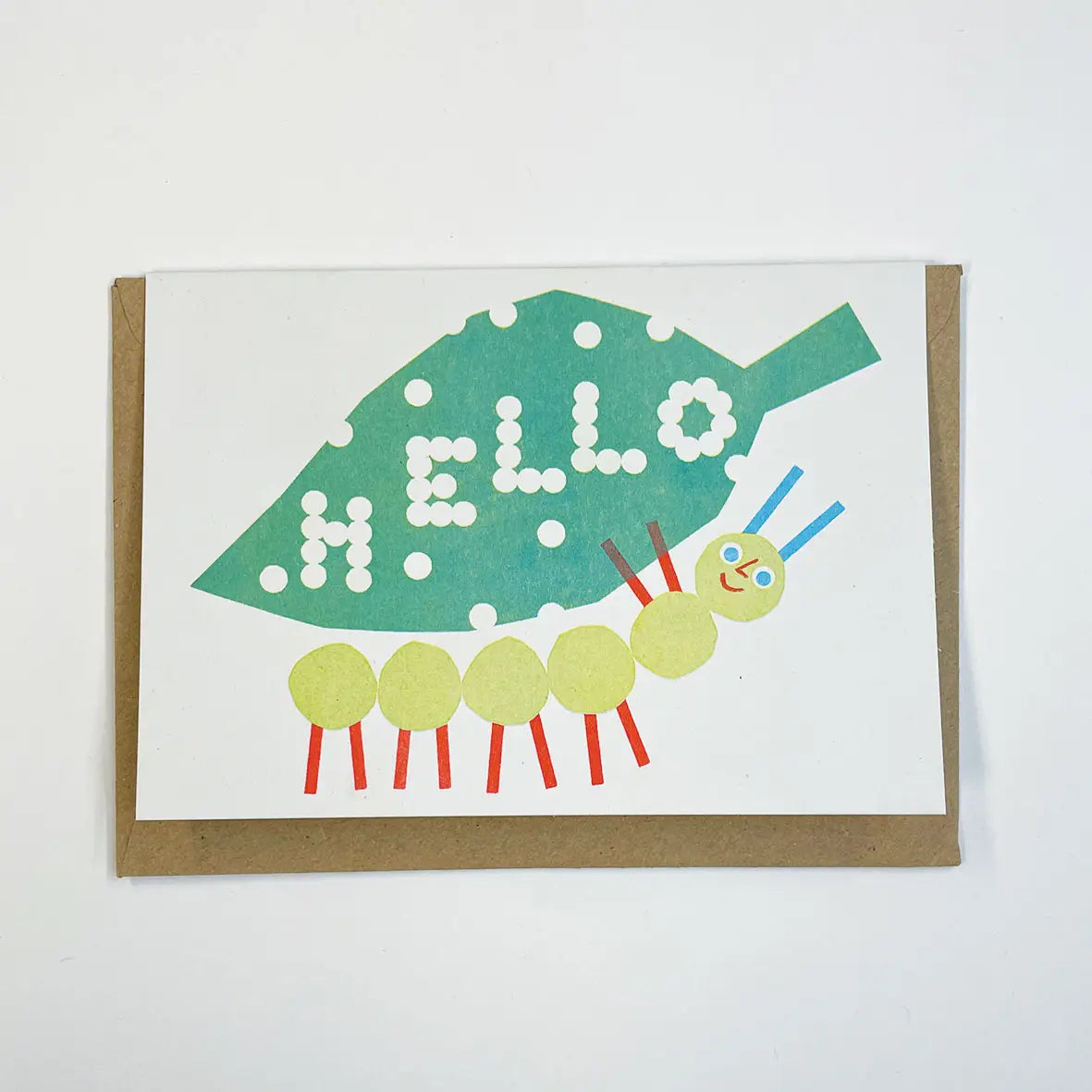 Hello caterpillar riso card