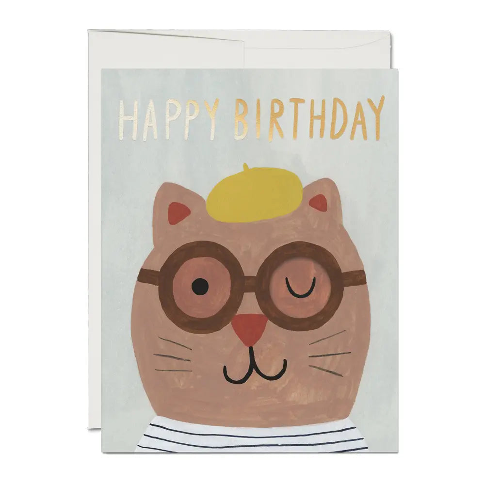 Winking cat birthday card