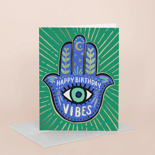 Happy birthday vibes hamsa card
