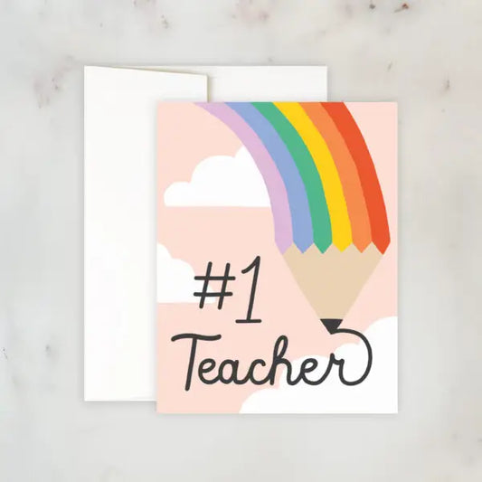 Rainbow pencil #1 teacher card