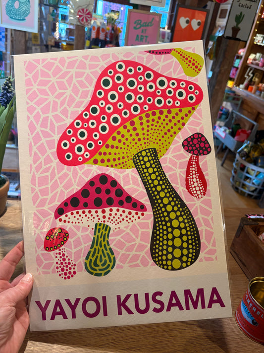 Yayoi Kusama Pink mushroom A3 print
