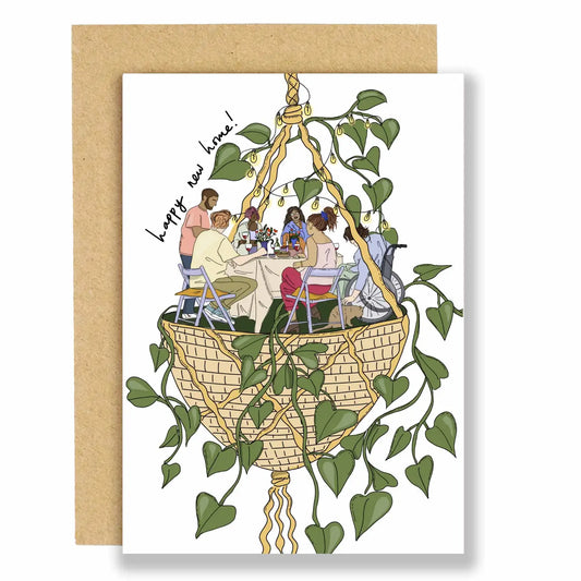Happy new home hanging plant card