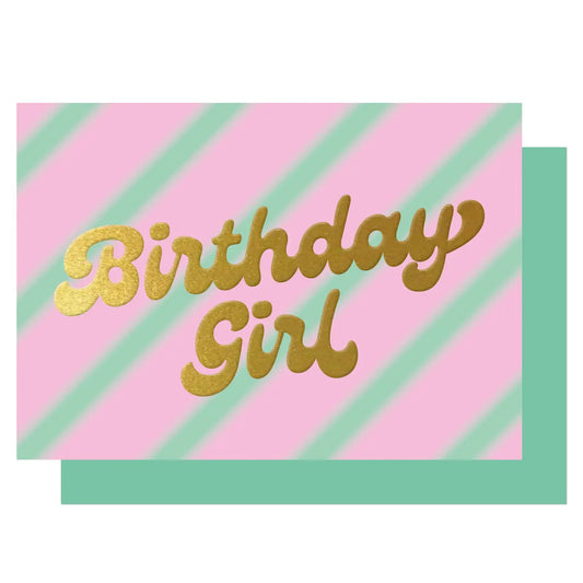 Stripy birthday girl card